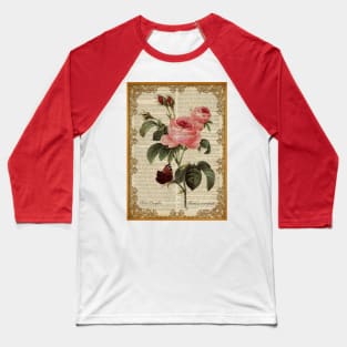 Botanical print, on old book page - Roses Baseball T-Shirt